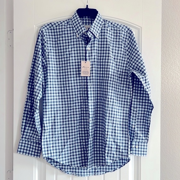 Peter Millar Crown Soft Cotton Silk Sport Shirt in Blue, Size M, New w/Tag $148 - Picture 2 of 9